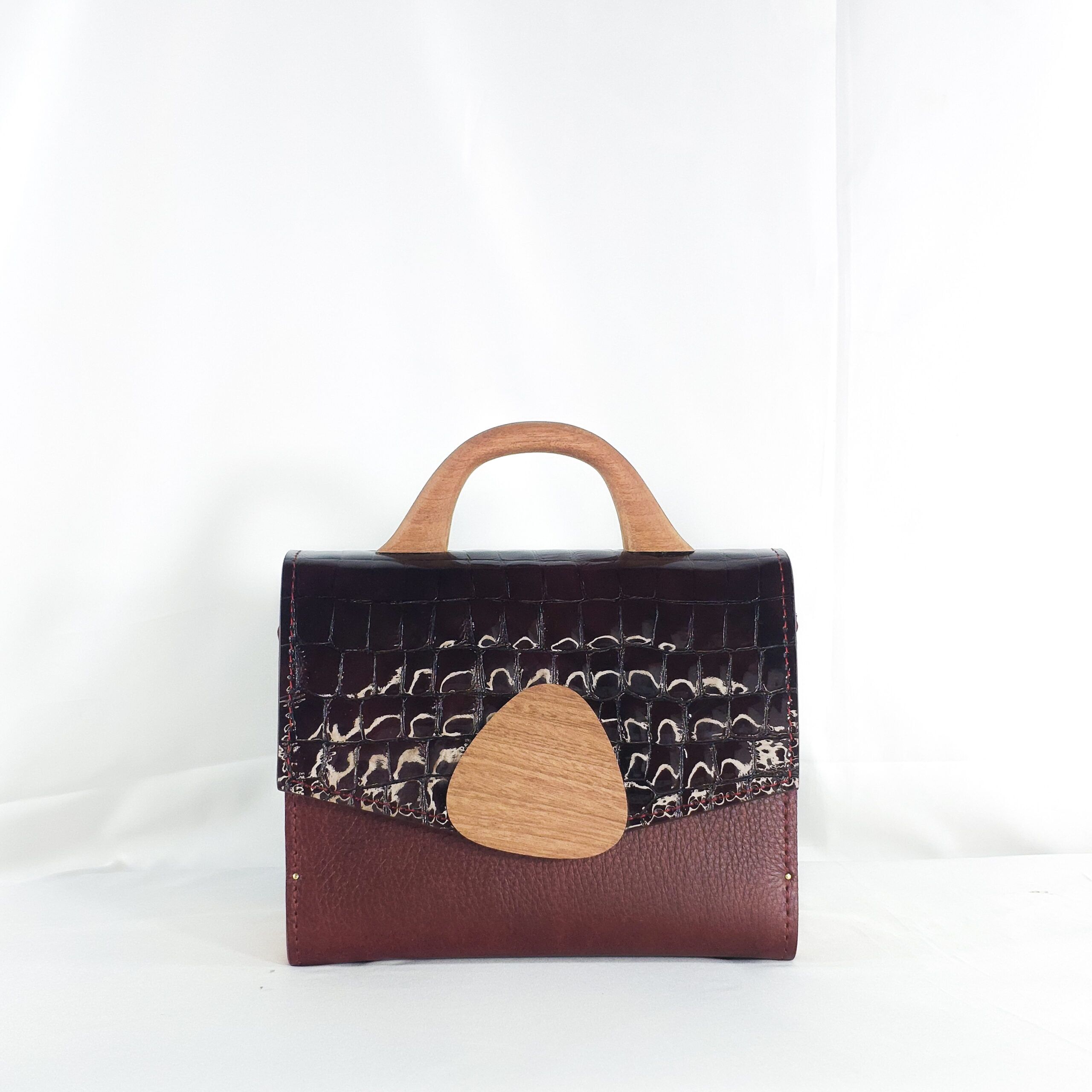 SAARA TOP HANDLE BAG IN BURGUNDY TWO-TONE