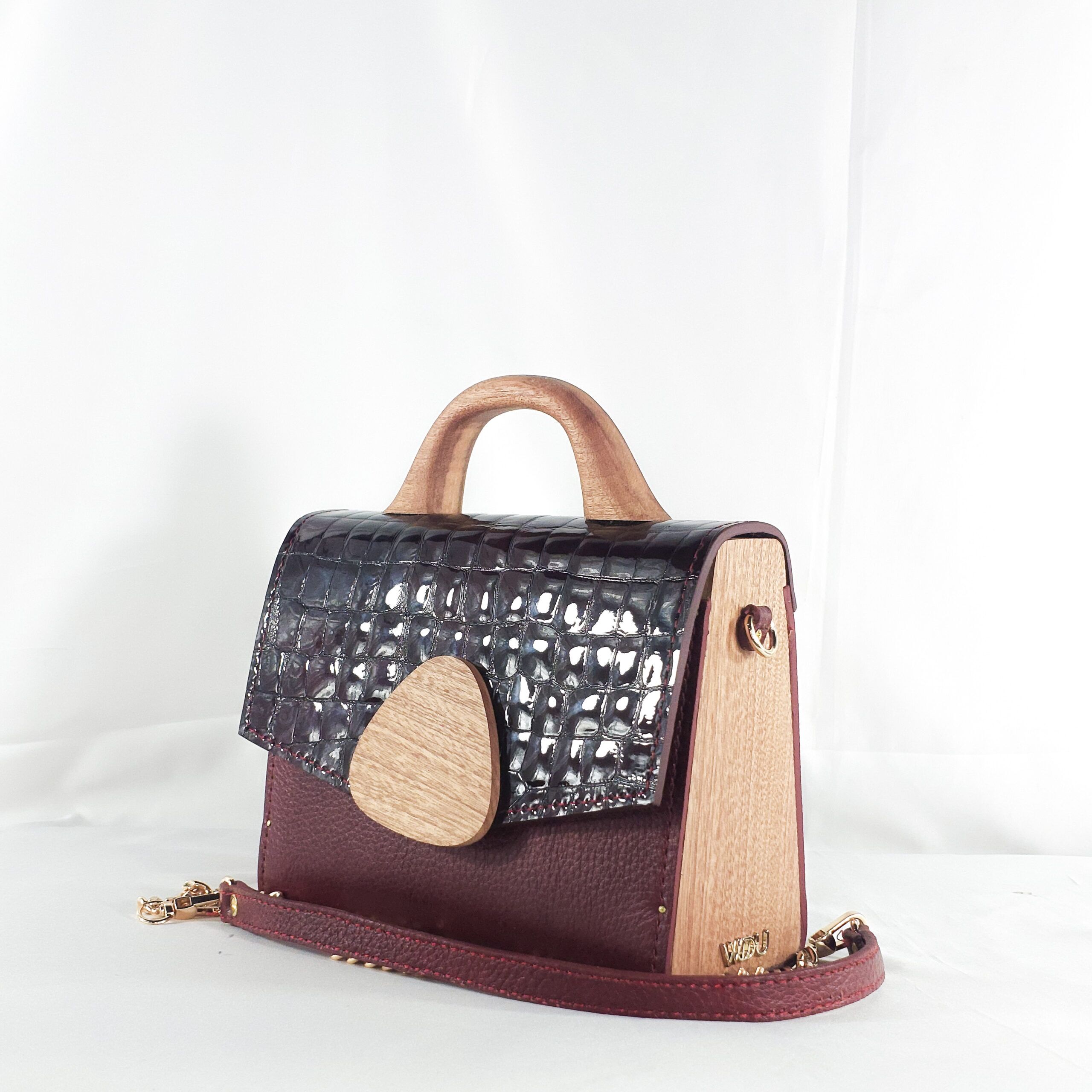 SAARA TOP HANDLE BAG IN BURGUNDY TWO-TONE - Image 2
