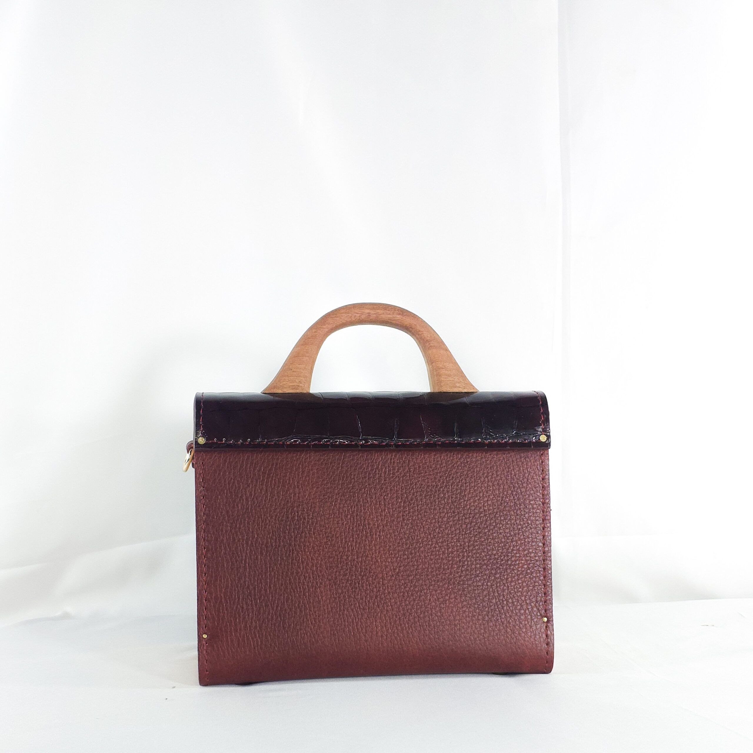 SAARA TOP HANDLE BAG IN BURGUNDY TWO-TONE - Image 3